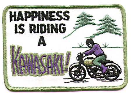 "HAPPINESS IS RIDING A KAWASAKI" PATCH (G3)